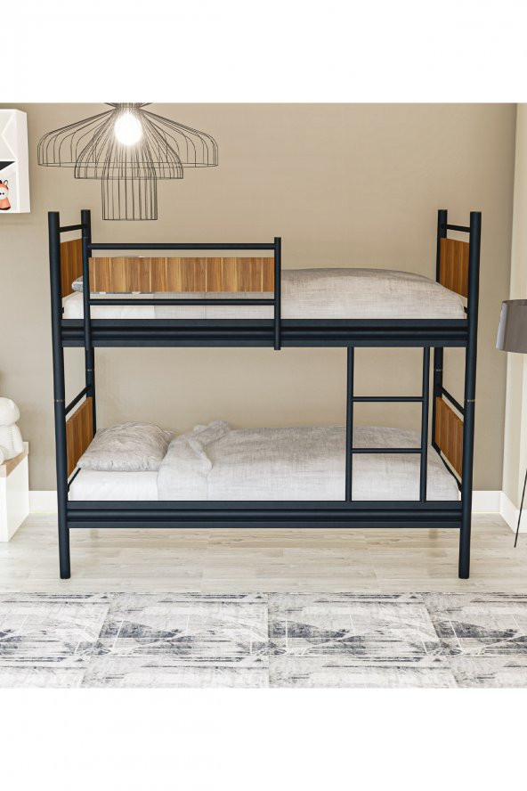 Metalia Gm 128 Star Ahşap Metal Ranza Siyah-Ceviz - 3