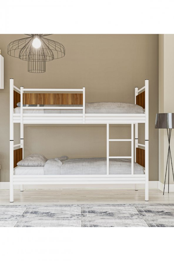 Metalia Gm 128 Star Ahşap Metal Ranza Beyaz-Ceviz - 3