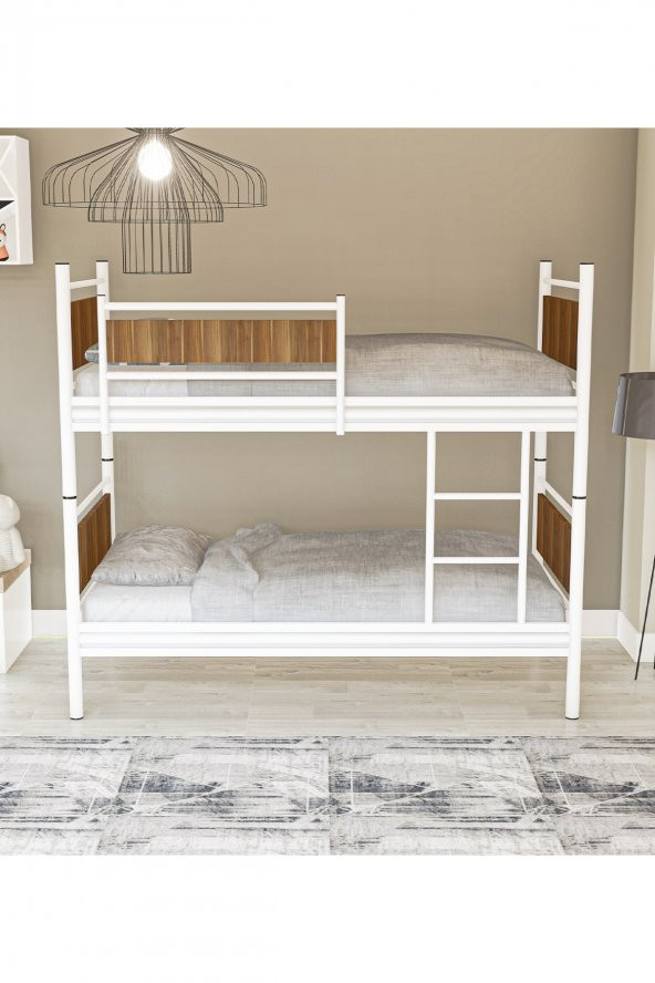 Metalia Gm 128 Star Ahşap Metal Ranza Beyaz-Ceviz - 4