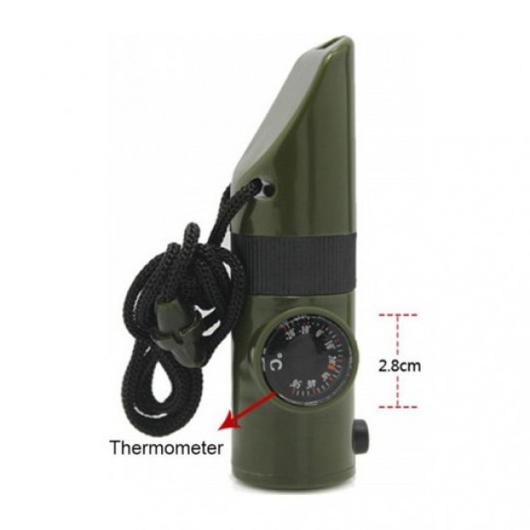 Nikula-çok Fonksiyonlu Askeridüdük Pusula Termometre Ile Led Işık - 2