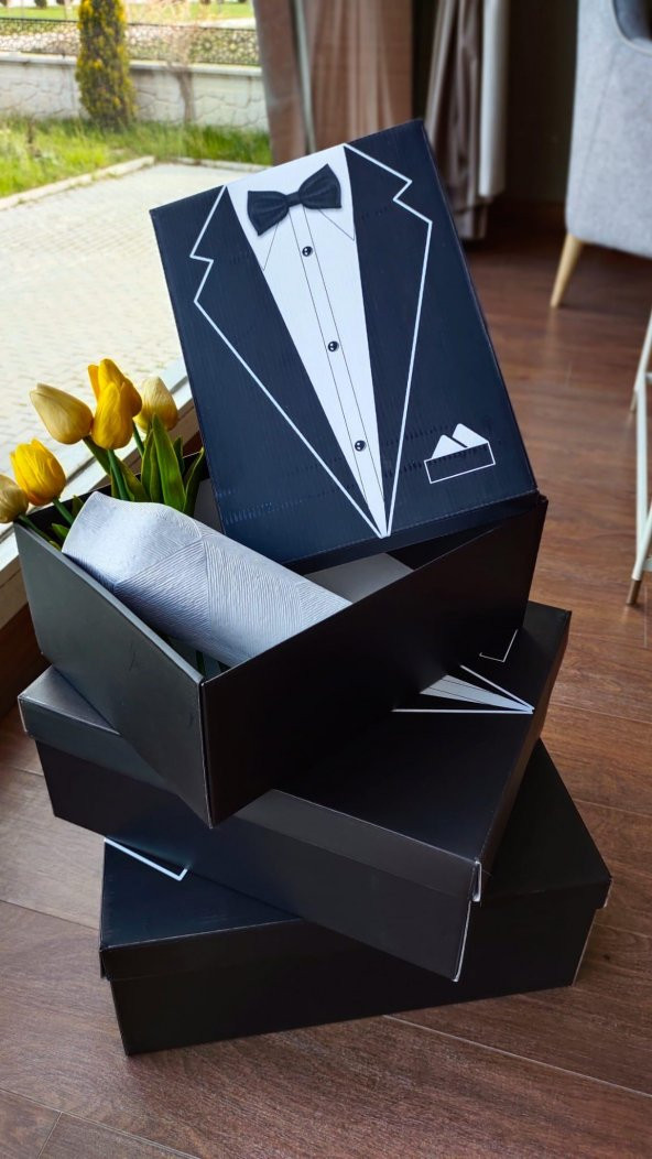 Crearthome Damat Bohçası,Damat Kutusu, Çeyiz Kutu Seti 3 lü Set - 3