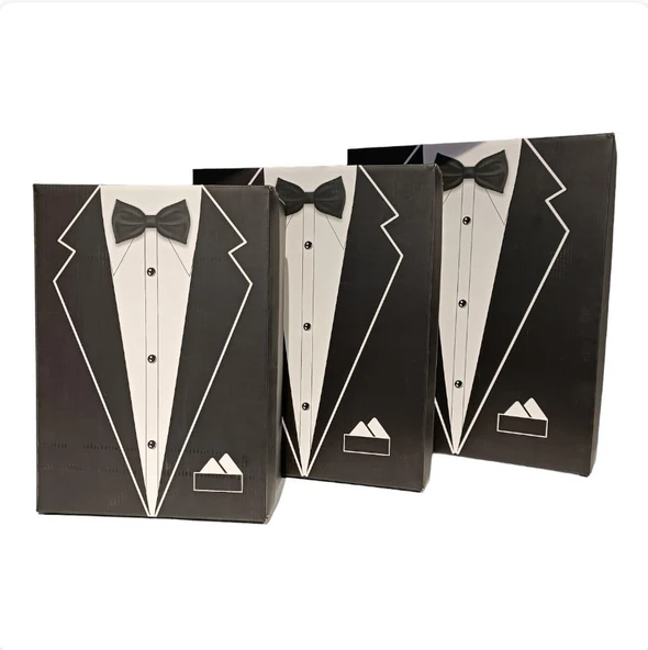 Crearthome Damat Bohçası,Damat Kutusu, Çeyiz Kutu Seti 3 lü Set - 5
