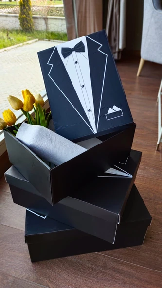 Crearthome Damat Bohçası,Damat Kutusu, Çeyiz Kutu Seti 3 lü Set - 6