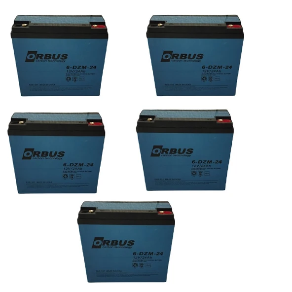 Orbus 12v 24 Ah Elektrikli Bisiklet Aküsü 5 Li Set