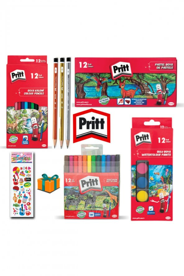 Pritt Boya Seti 12 Li Kuru - Sulu - Pastel - Keçeli Kurşun Kalem Set