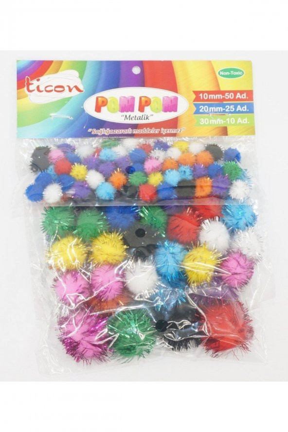 Ticon Ponpon (10-20-30mm) Metalik Karışık