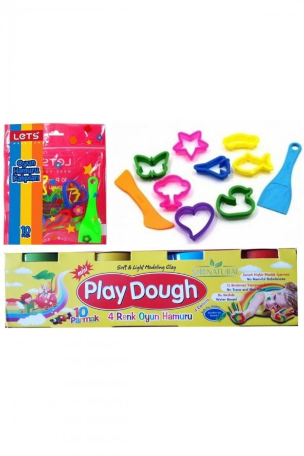 Play Dough Mahi 4 Renk Oyun Hamuru 160 Gr + Lets Oyun Hamuru Kalıpları