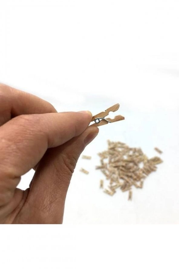 Natural Küçük Ahşap Mini Mandal Fotoğraf Not Tutucu Mandal 25 Adet - 2