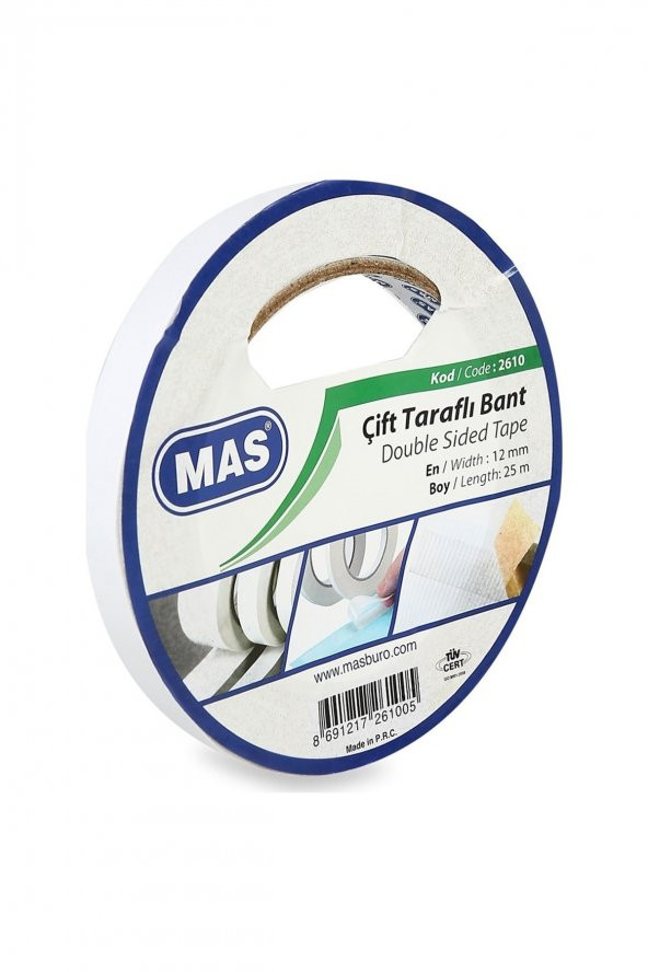Mas Çift Taraflı Bant 12 Mm 25 Metre 2610