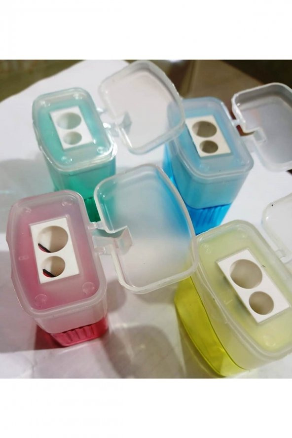 Ark Çift Açacaklı Geniş Hazneli Kapaklı Kalem Traş 4 Adet - 3