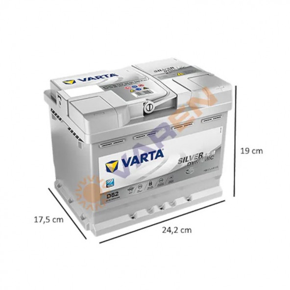 Varta Silver Dynamic D52 Start-Stop AGM 12 V 60 Ah 680 A(EN) Akü - 2