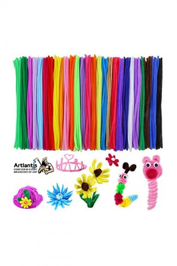 Artlantis Şönil Renkli 30 cm 50li 1 Paket 30 cm Renkli Tüylü Tel 50li