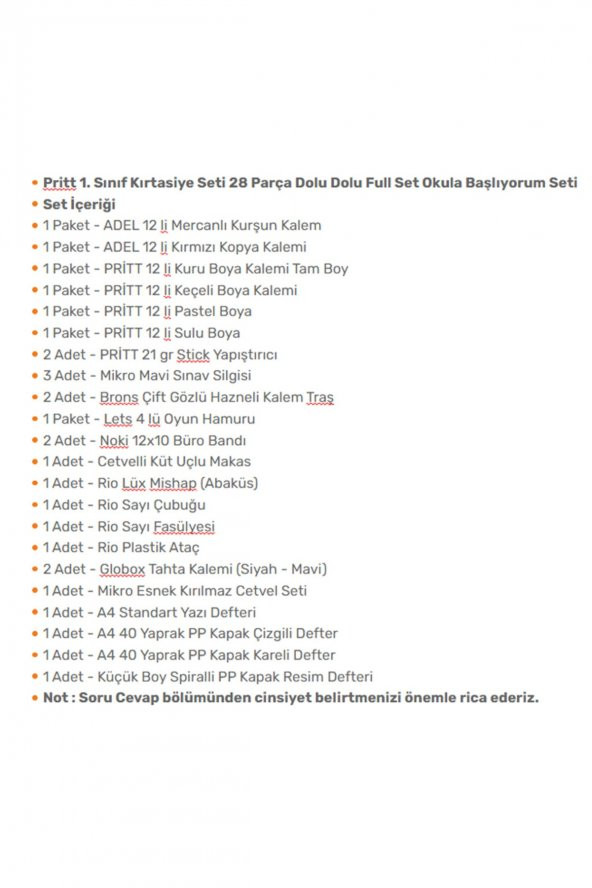 Pritt 1. Sınıf Kırtasiye Seti 28 Parça Full Set Okula Başlıyorum Seti - 2