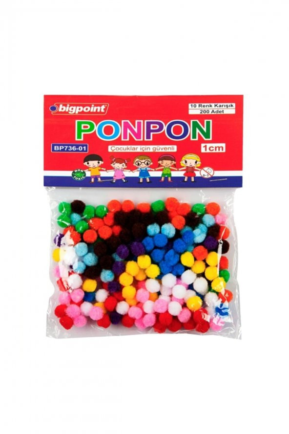 Bigpoint Ponpon 1 Cm 10 Renk / 200lü Poşet