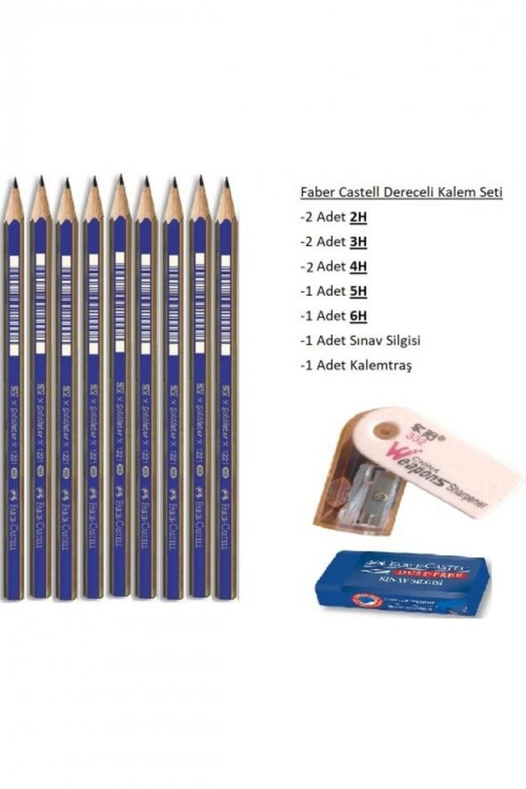 Faber Castell Faber-castell Resim Kalemi Faber Dereceli Kalem Seti Karakalem Seti 6h 5h 4h 3h 2h 8lü Set