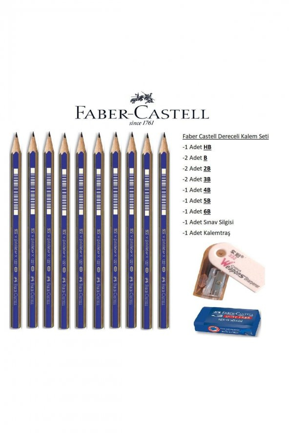 Faber Castell Resim Kalemi Faber Dereceli Kalem Seti Karakalem Seti Hb B 2b 3b 4b 5b 6b 10lu Set