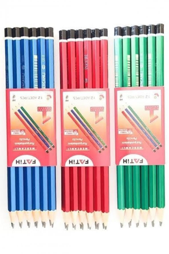 Fatih Kurşun Kalem 12010 Mercanlı 12 Adet - 2