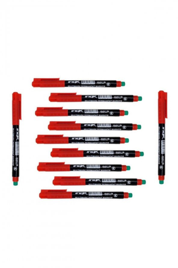 inox Çıkmayan Asetat & Cd Kalemi Kırmızı M 12li Paket