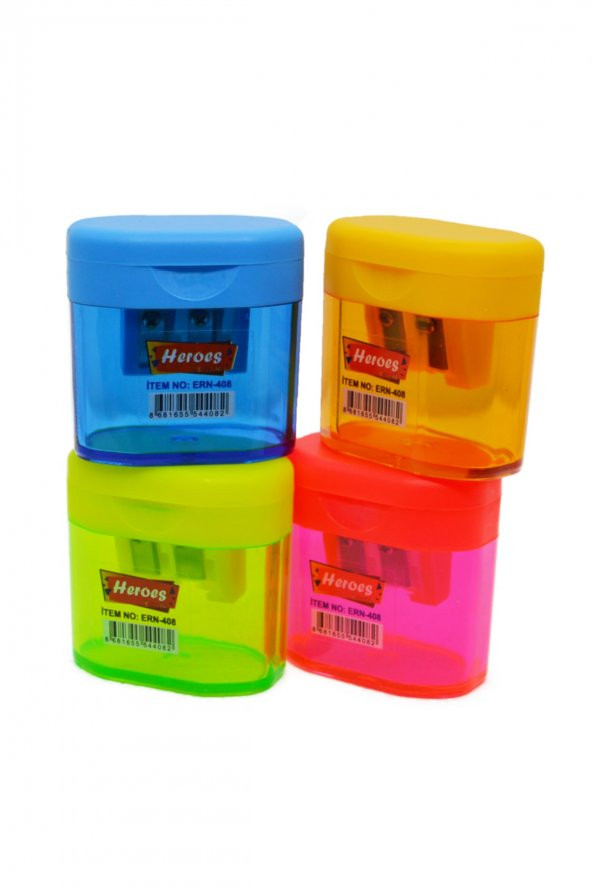 Kids Like Heroes Çift Bıçaklı Kalemtraş Hazneli Çift Bıçaklı 4 Adet Set