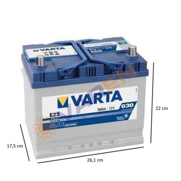 Varta Blue Dynamic E23 12 V 70 Ah 630 A(En) Akü - 2