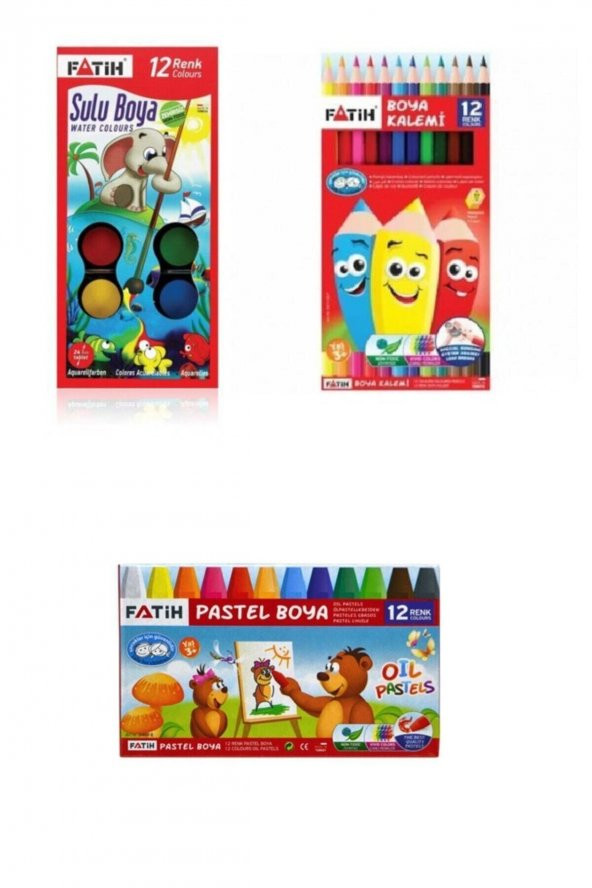 Fatih Kuru Boya Pastel Boya Sulu Boya Set 12li B.s