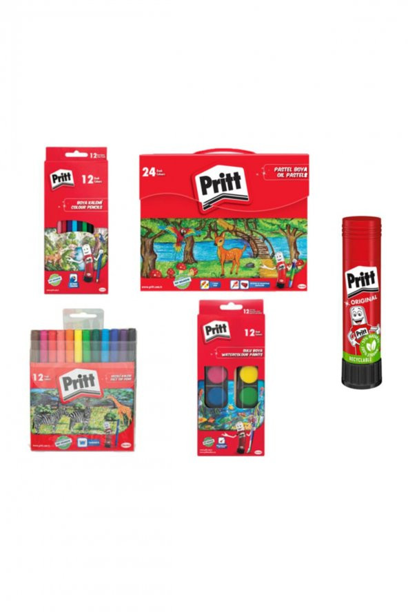 Pritt Boya Seti Sulu Boya+kuru Boya+keçeli Boya+mum Pastel Boya+22g Set
