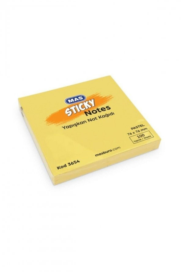 Mas 3654 Post-it 76x76 Pastel Sarı 100yaprak