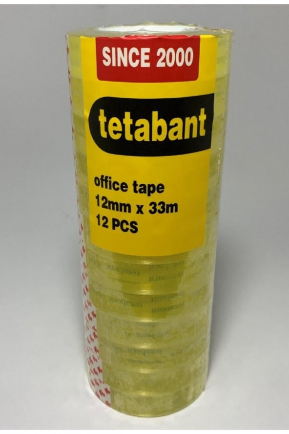 tetabant 12 Mm X 33 M Kırtasiye Bantı-12li Set