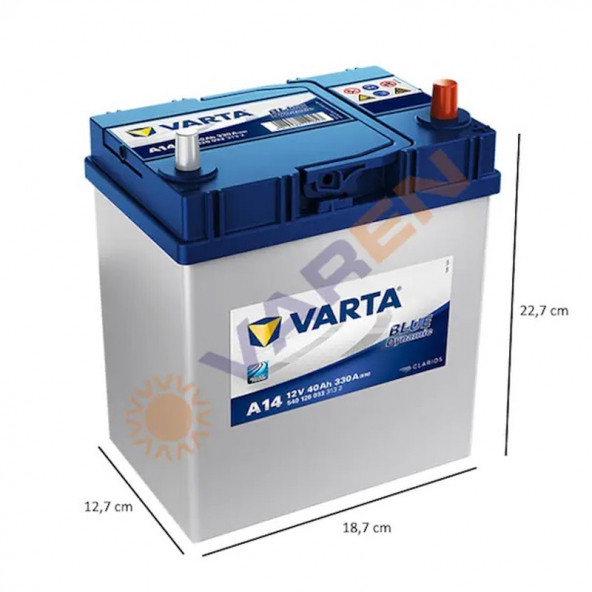 Varta Blue Dynamic A14 İnce Kutup 12 V 40 Ah 330 A(En) Akü - 2
