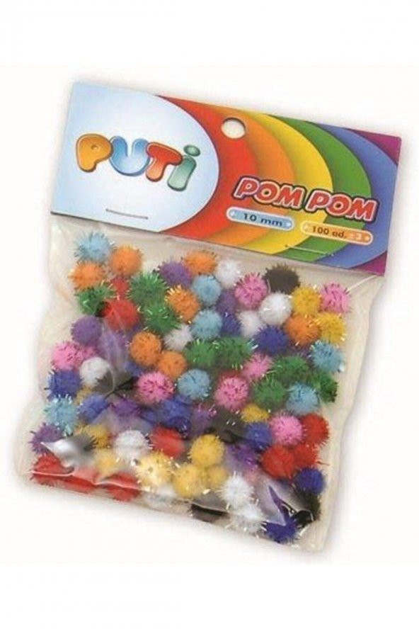Puti 10 Mm Metalik Pom Pom
