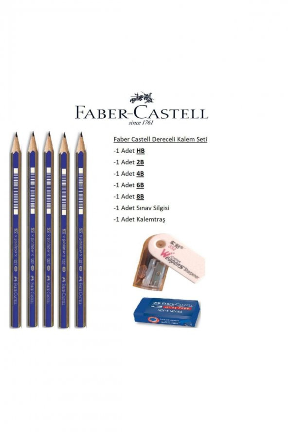 Faber Castell Resim Kalemi Faber Dereceli Kalem Seti Karakalem Seti Hb-2b-4b-6b-8b 5li Set