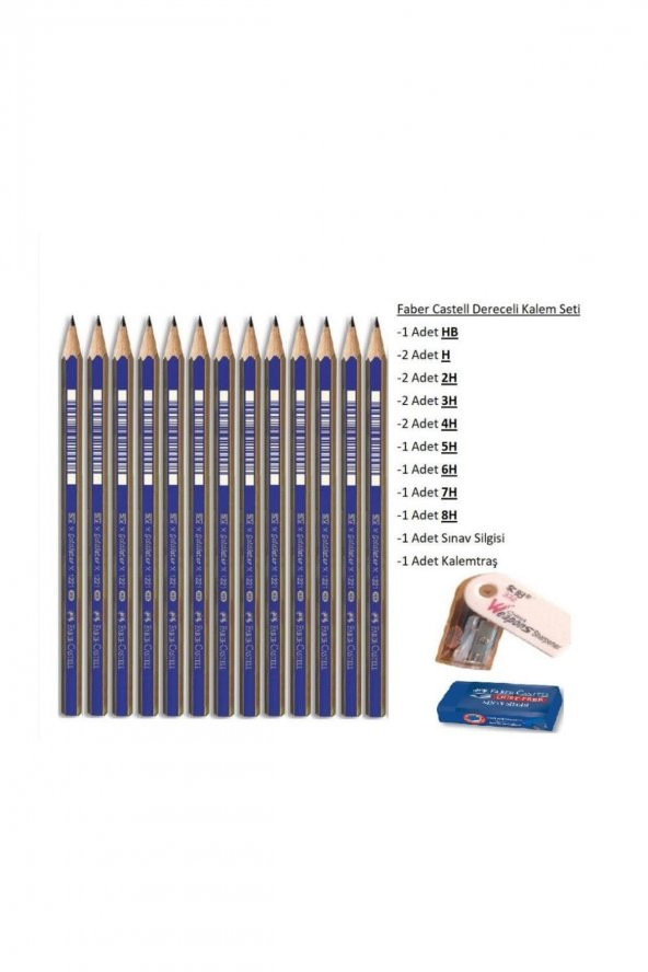 Faber Castell Resim Kalemi Faber Dereceli Kalem Seti Karakalem Seti 8h 7h 6h 5h 4h 3h 2h H Hb 13lü Set