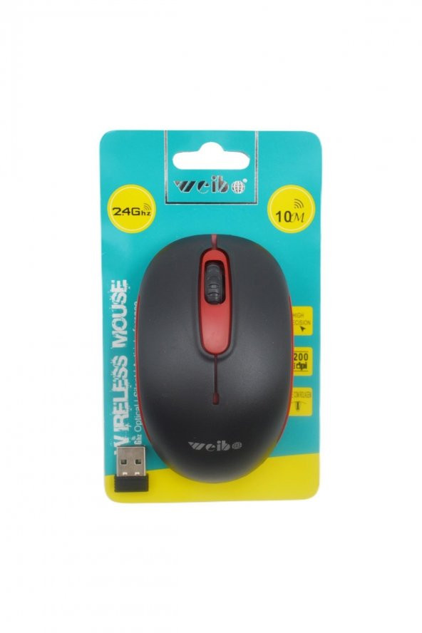 Linea Weibo 1600/2400/3200 Dpi Kablosuz Mouse 2.4 Ghz Rf-4005 Siyah/kırmızı