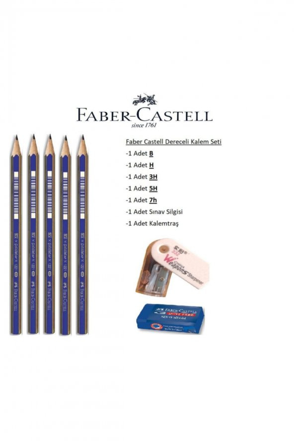 Faber Castell Resim Kalemi Faber Dereceli Kalem Seti Karakalem Seti B H 3h 5h 7h 5li Set ürün görseli 1