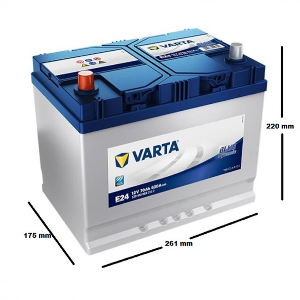 Varta Blue Dynamic E24 12 V 70Ah 630 A(EN) Akü Ters Kutup Akü - 2