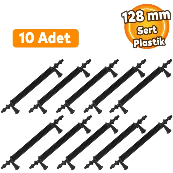 Polavit 128 Mm (SERT PLASTİK) Siyah Mobilya Çekmece Mutfak Dolap Dolabı Kulpu Kulbu Kulpları 10 Adet