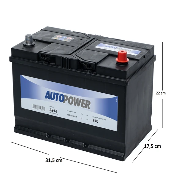 Autopower 12V 91 Amper Ah Akü 740 CCA - 2