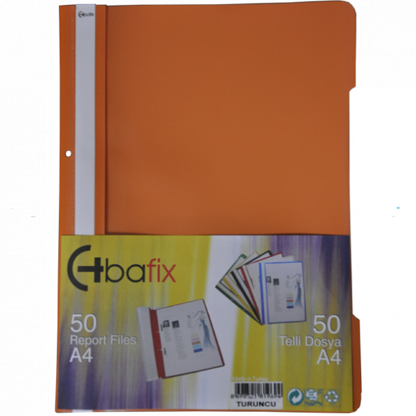 Bafix Telli Dosya Plastik XL Turuncu A4 1 Paket (50 Adet)
