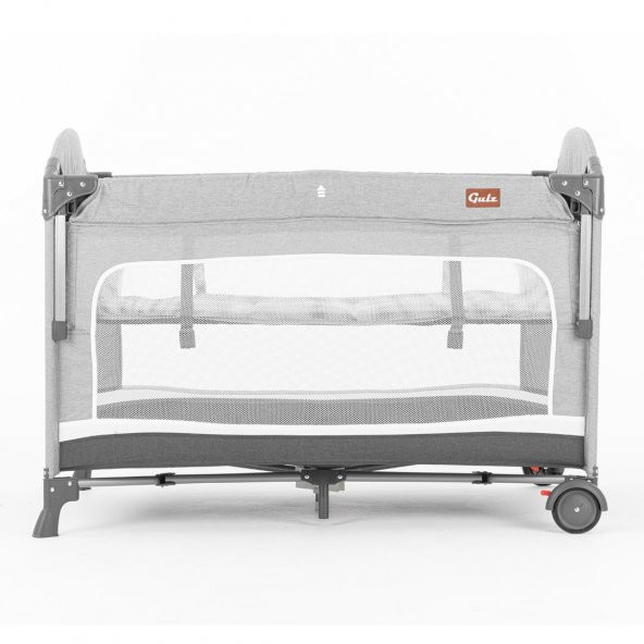 Gulz Omega Anne Yanı Sallanır Cibinlikli Oyun Parkı Bebek Beşik 70x110 cm + Visco Yatak Dark Grey - 2