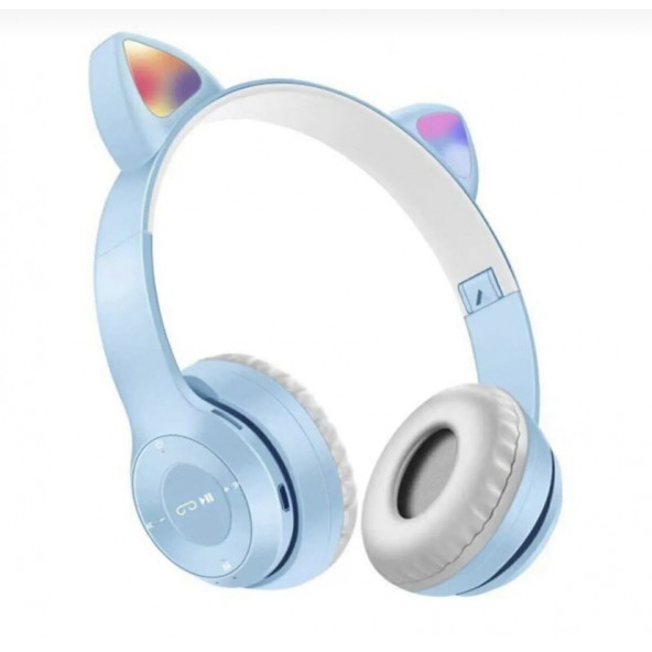 P47M Bluetooth 5.0 Led Işıklı Kedi Tasarımlı Katlanabilir Kulak Üstü Kulaklık - 2