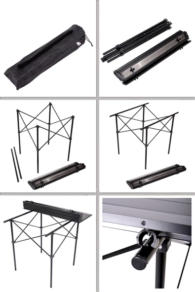 Exent Taşıma çantalı çok Hafif tamamı Alüminyum kamp, piknik, plaj, bahçe, balkon masası -70x70x70 - Resim 2