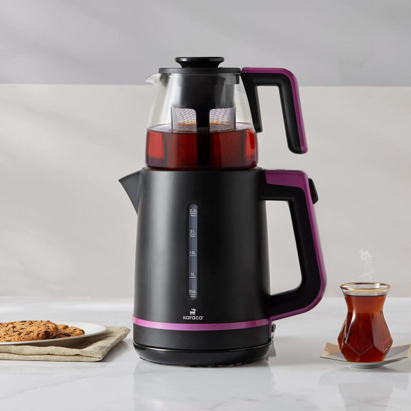 Karaca Maxi Tea XL 2in1 Cam Demlikli 1700 W Çay Makinesi Pembe