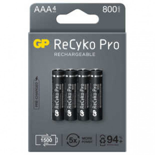 GP Batteries ReCyko Pro 850 Serisi 800 mAh AAA İnce Ni-Mh Şarjlı Pil