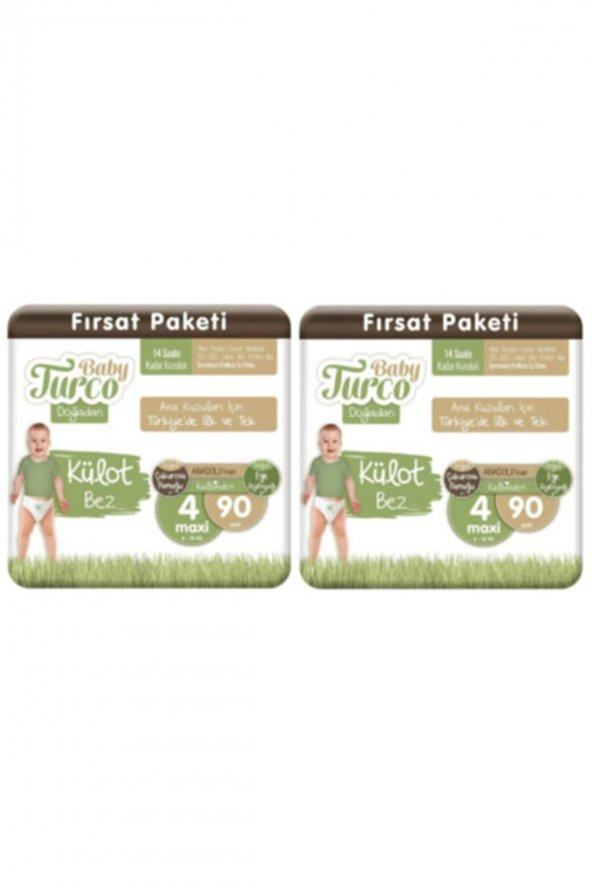 Baby Turco Külot Bebek Bezi 4 Beden 180 Adet (2x90lı)