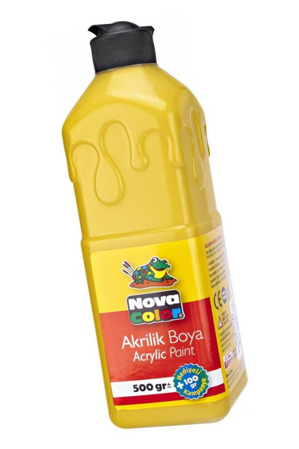 Akrilik Boya 500 gr 4 Renk 1 Paket Su Bazlı Akrilik Boyası Hobi Sanatsal Boya Tuval Ahşap Metal Ağaç Taş Beton - 6