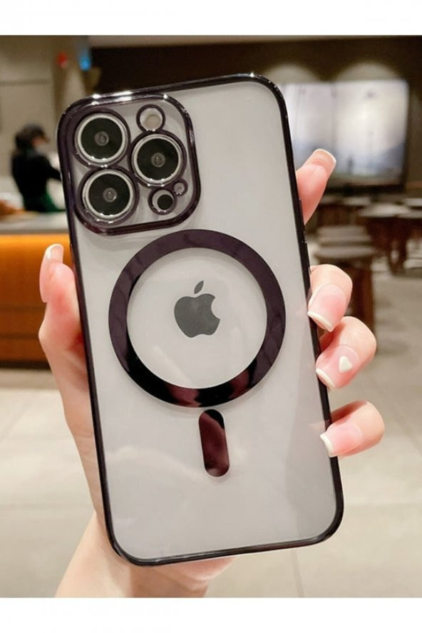 Iphone 14 Pro Magsafe Kablosuz Şarj Uyumlu Renkli Şeffaf Kılıf