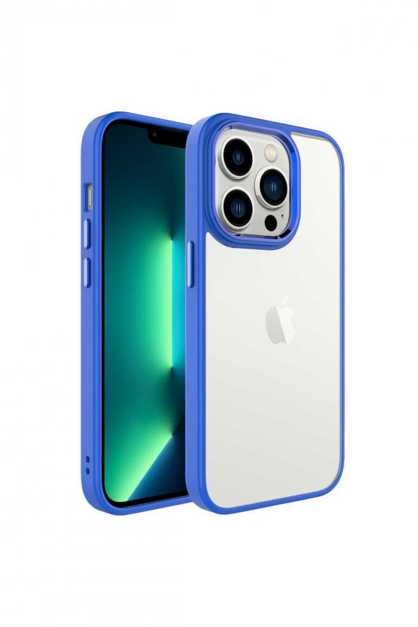 Iphone 14 Pro Max Uyumlu Krom Kapak-lacivert