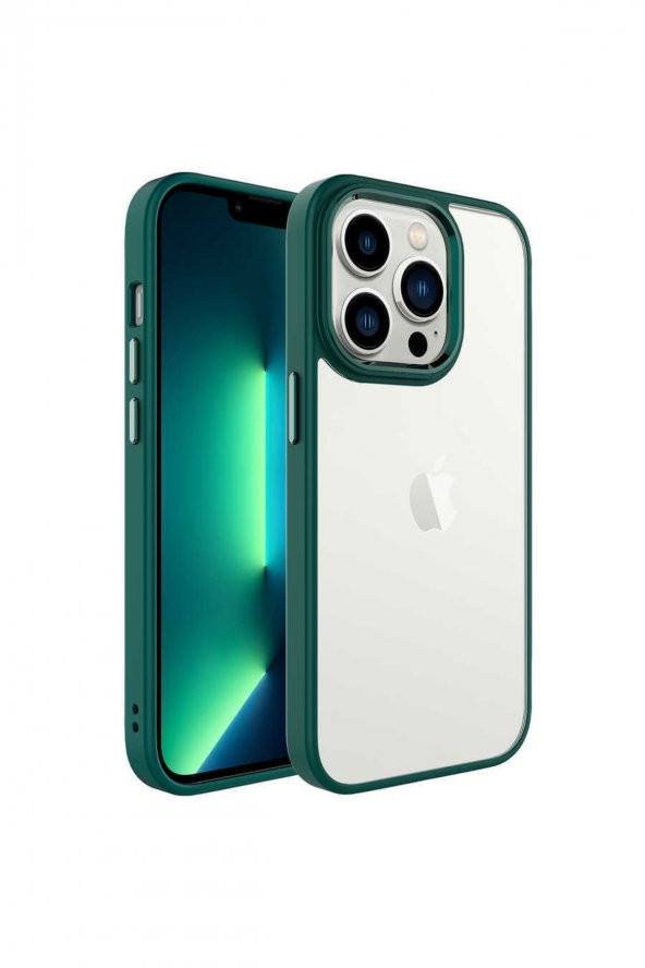 Iphone 14 Pro Max Kılıf Zore Krom Kapak-koyu Yeşil