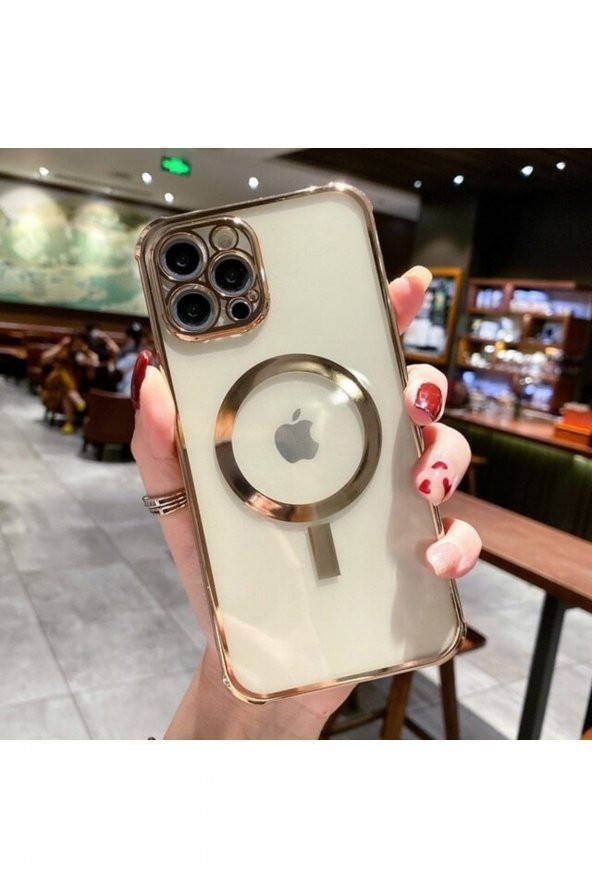Iphone 13 Pro Max Uyumlu Kılıf Kamera Korumalı Parlak Renkli Magsafe Manyetik Lazer Silikon