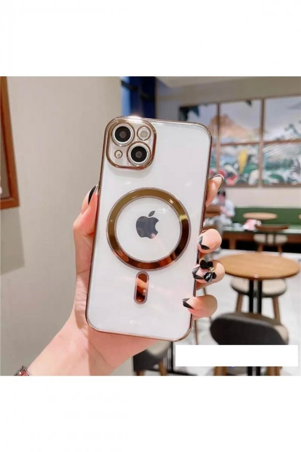 Iphone 13 Uyumlu A Kalite Magsafe Kablosuz Şarj Uyumlu Kılıf Gold Renk